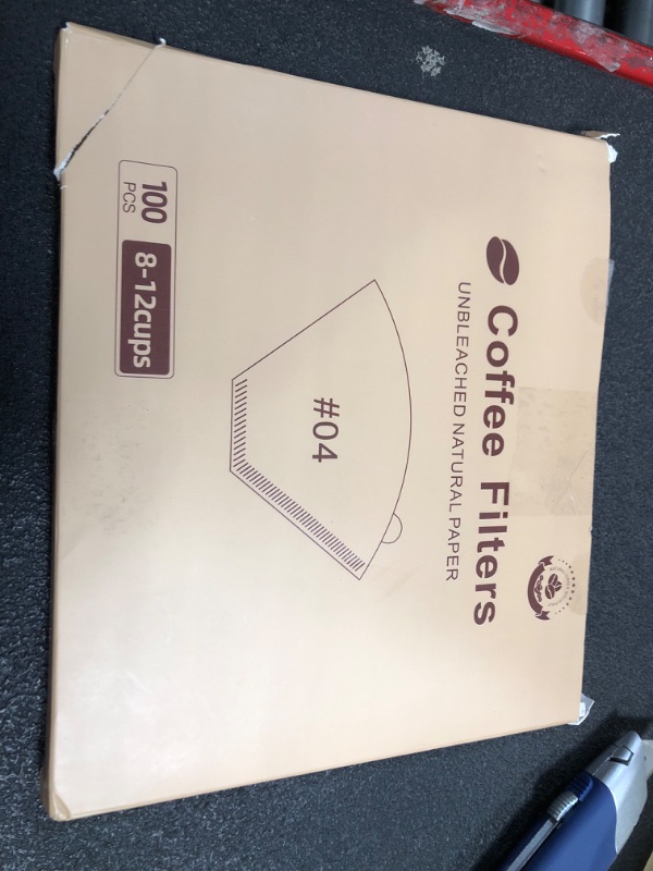 Photo 1 of 100 Count Coffee Filters #4, Premium Cone Coffee Filters 8-12 cup, Unbleached Natural Paper, Disposable Coffee Filters 4 Cone Paper for Pour Over and Drip Coffee Maker