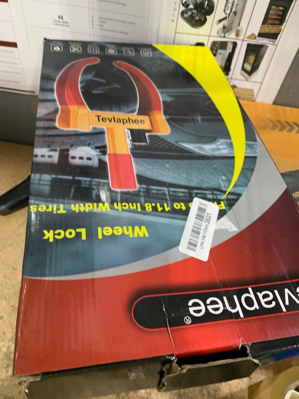 Photo 1 of ***MISSING KEYS*** Tevlaphee Universal Wheel Lock Heavy Duty Security Trailer Wheel Lock Anti Theft Wheel Locks for Cars SUV Camper Motorcycle Trailer Great Deterrent Bright Color with 3 Keys (Red-Yellow)