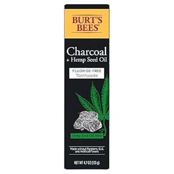 Photo 1 of *** HAS FLOURIDE***   Burt's Bees Toothpaste Charcoal + Hemp Seed Oil Flouride-Free 4.7 Ounce