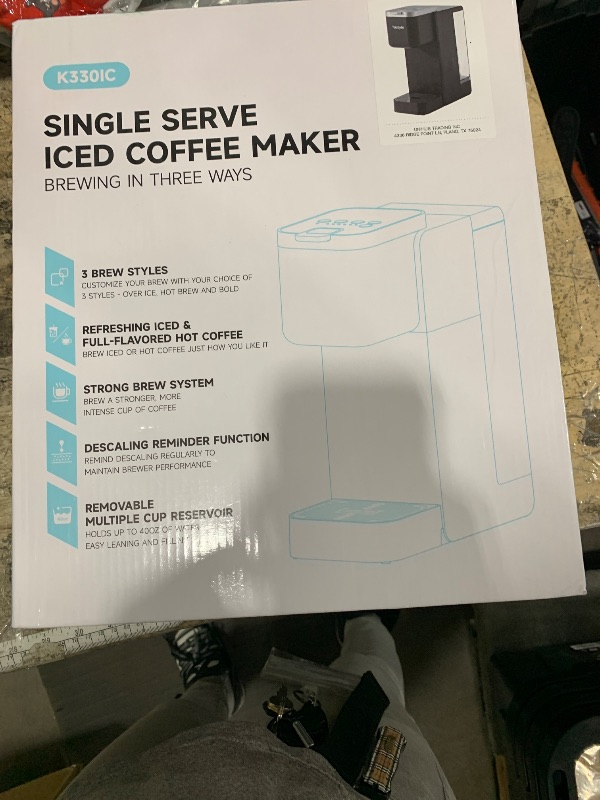 Photo 1 of ***FOR PARTS ONLY/ WATER RESERVOIR CRACKED*** Tastyle Single Serve Coffee Maker, Iced and Hot Coffee Machine for K Cup & Grounds, Compact Design, 40oz Removable Water Reservoir, 6 to 24 Oz Brew Sizes, Fits 7.3" Travel Mug, Black