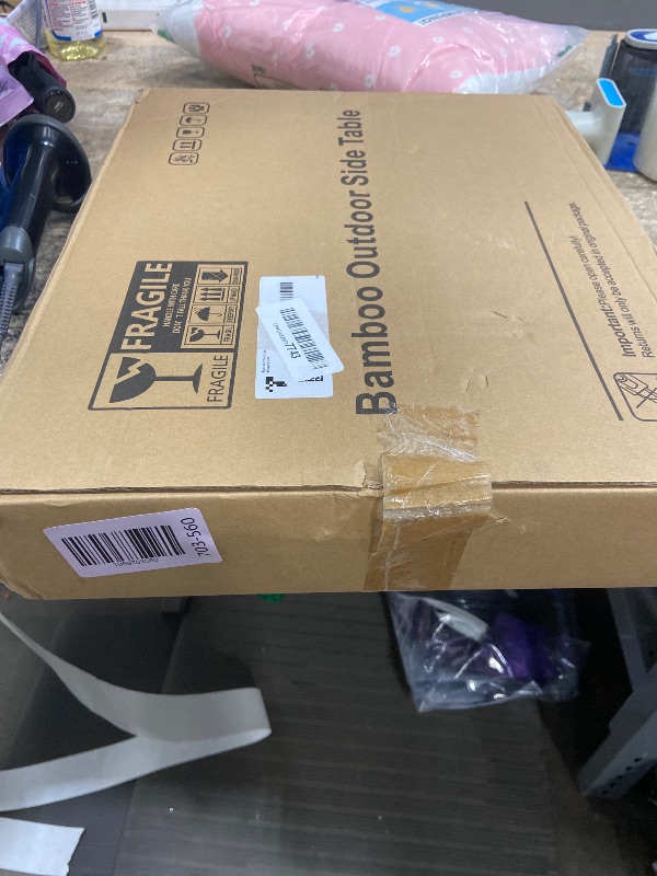 Photo 1 of LEJANEOYE Outdoor Side Table, 2-Tier Small Outdoor Table for Patio, Adirondack Side Tables for Outside or Indoor, Bamboo End Table for Pool, Porch, Weather Resistant Easy Maintenance-Black