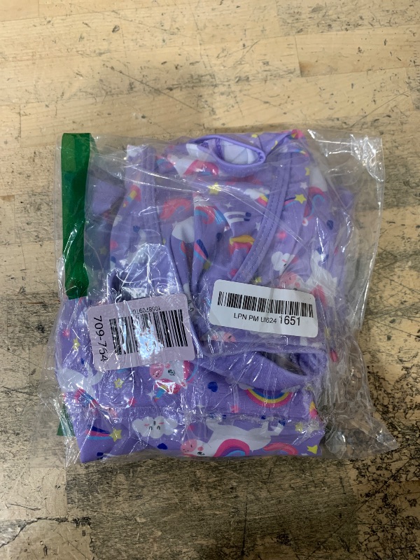Photo 1 of  Little Girls Swimsuit 2 Pieces Long Sleeve Rash Guard Unicorns Bathing Suit for Summer Vacation Lightweight Breathable Swimming Set Purple 10T