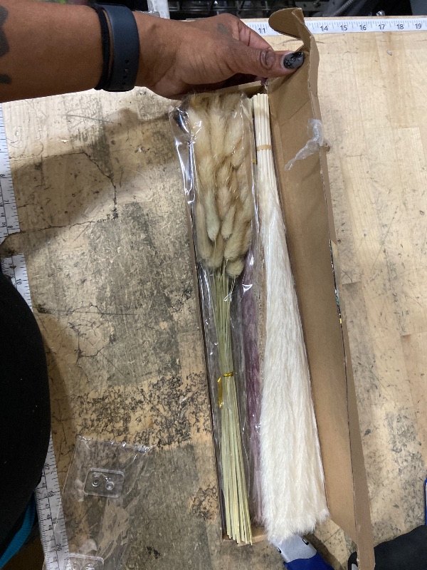 Photo 1 of 12 PCS Dried Pampas Grass Bouquet, Boho Table Decor, Bunny Tails Dried Flowers, Brown Pampas, White Pampas Grass for Weddings, Home Decor, Rustic Parties, and Baby Shower Decorations