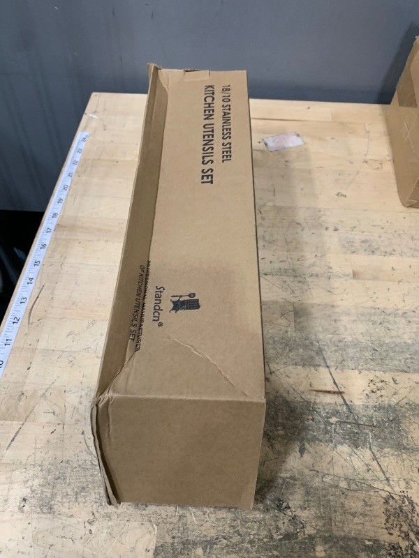 Photo 1 of 18/10 Stainless Steel Kitchen Utensils Set - 15” All Metal Cooking Tools & Serving Utensils, 8 PCS - Solid Spoon, Slotted Spoon, Spatula, Ladle, Skimmer, Tunner, Spaghetti Spoon, Large Spoon Set