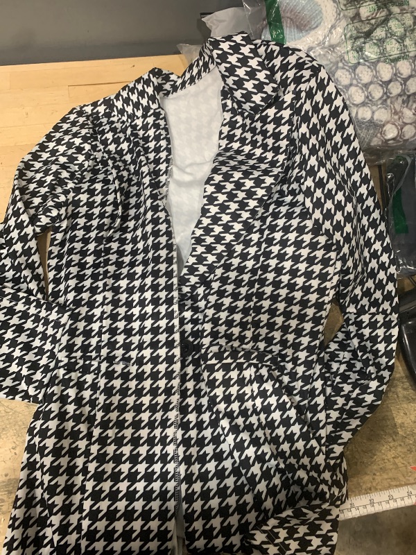 Photo 1 of 2 Piece Outfits for Women Long Sleeve Solid Open Front Blazer Shorts Casual Elegant Business Suits Set 0-Houndstooth