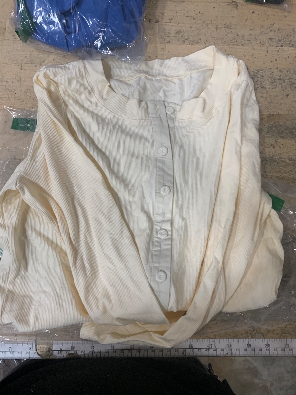 Photo 1 of **PARTIAL SET TOP ONLY** Panadila Womens 2 Piece Lounge Sets Matching Vacation Outfits Ribbed Button Down Cardigan and Elastic Waist Skirt Sets (Ivory,L)