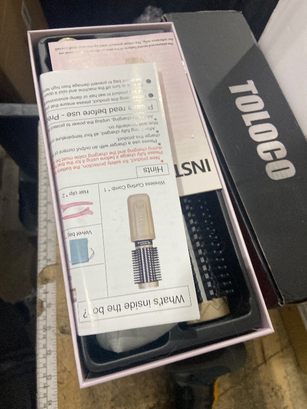 Photo 1 of **USED**Cordless Curling Iron Brush, 2 in 1 Mini Travel Hot Straightener Comb with 200 Million Negative Ions, Dual Voltage & Lightweight for Travel, Anti-Tangle, 4 Temps, Gold