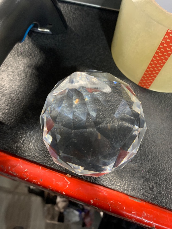 Photo 1 of ***(MINOR DAMAGE/ SEE NOTES BEFORE BIDDING)***80mm Large Crystal Prism Suncatcher for Windows Hanging, Clear Glass Crystal Sun Catcher Beads Pendants Maker Balls for Indoor Outdoor Garden Feng Shui Home Decor