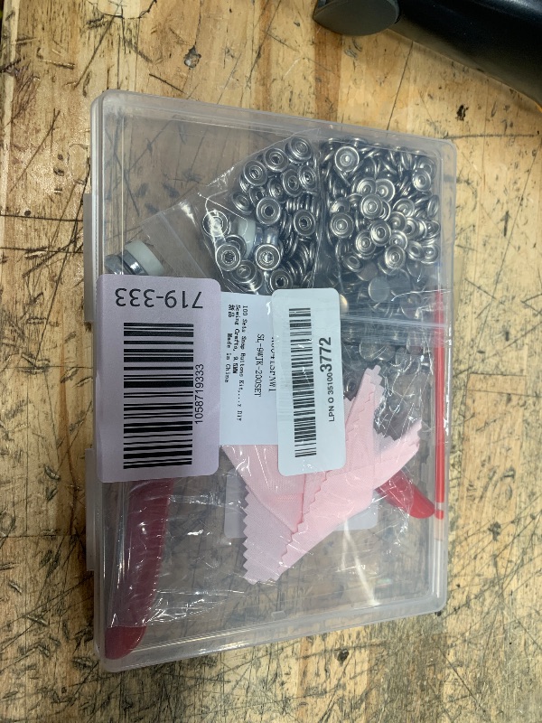 Photo 1 of 100 Sets Snap Buttons Kit, Fabric Clothing Snaps No Sewing, with Snap Pliers for Metal Snaps, Press Studs Snap Fasteners Tool Kit for DIY Sewing Crafts, 9.5MM