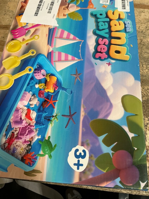 Photo 1 of (missing pieces) Mikiwon Ocean Sensory Bin, Sandbox Play Sand Art Kit with 3.3lbs Play Sand, Sea Animal Toys Molds, Sensory Play 