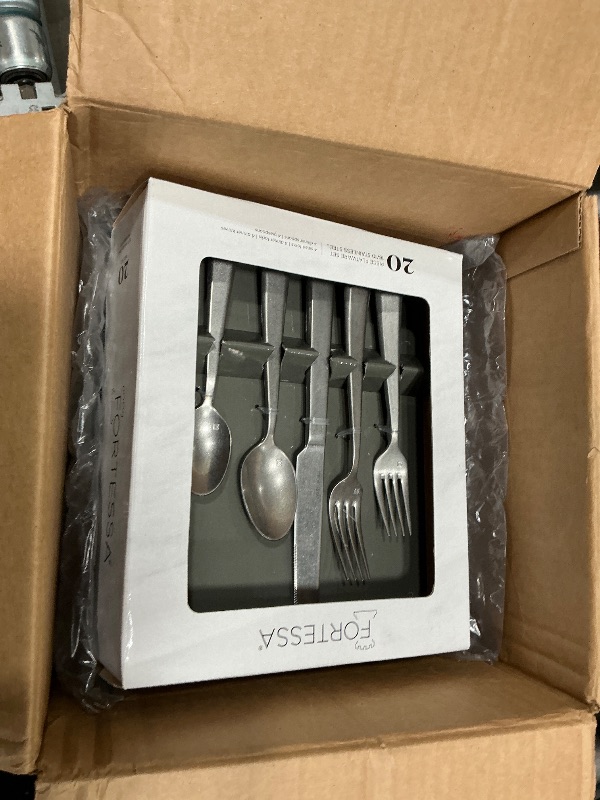 Photo 1 of (missing pieces) Fortessa Valen 18/10 Stainless Steel Flatware, Tumbled Stainless Steel, 20 Piece Place Setting, Service for 4