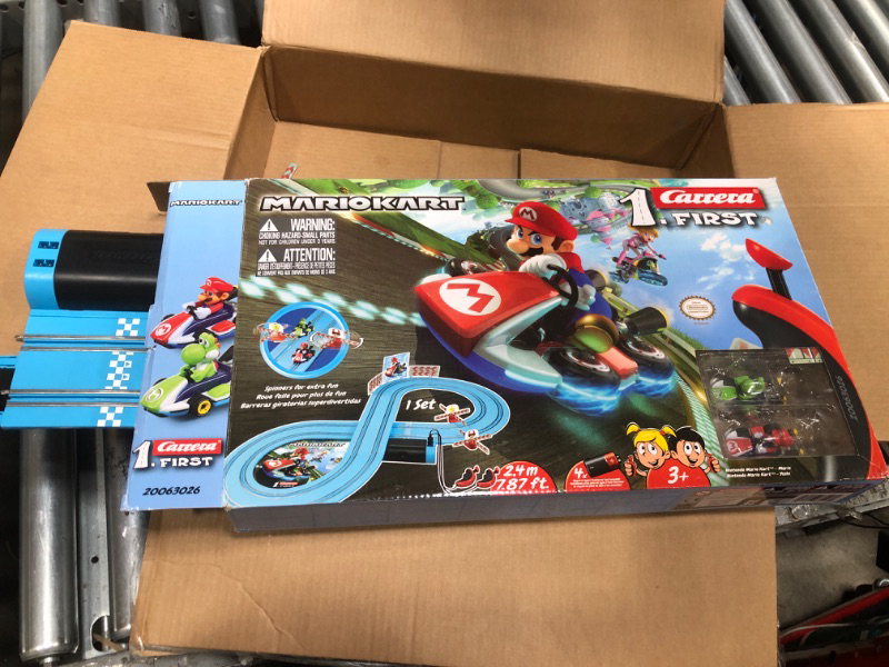 Photo 1 of (PARTIAL SET) Carrera First Mario Kart - Slot Car Race Track with Spinners Includes 2 Cars: and Yoshi Battery-Powered Beginner Racing Set for Kids Ages 3 Years Up