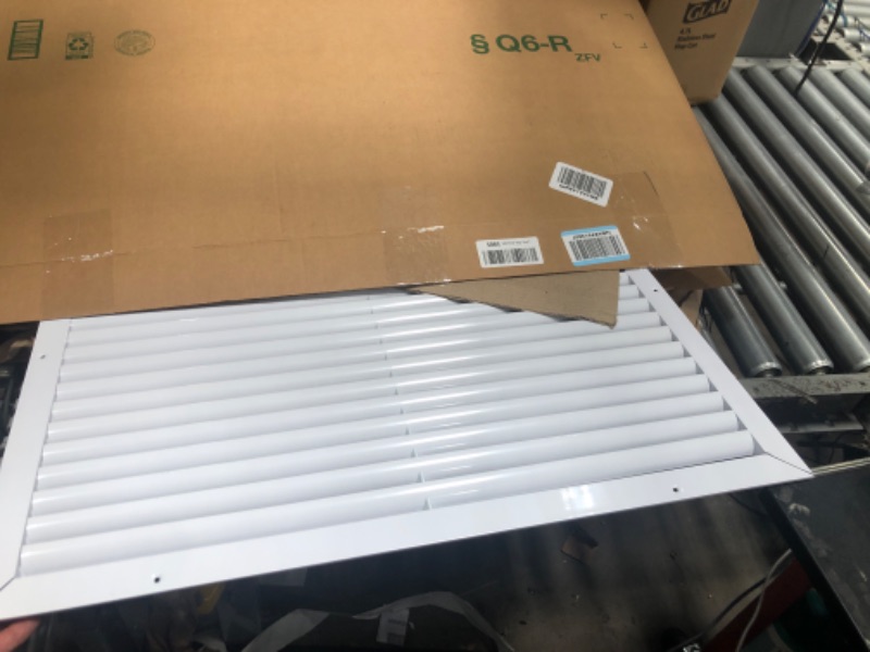 Photo 1 of (USED/FAIR) Fits 25" x 20" Duct Hole [26.6" x 21.6" Face] - Aluminum Return Grille, Rustproof, Fixed Blades, for Ceiling or Wall, No Adjustable Features