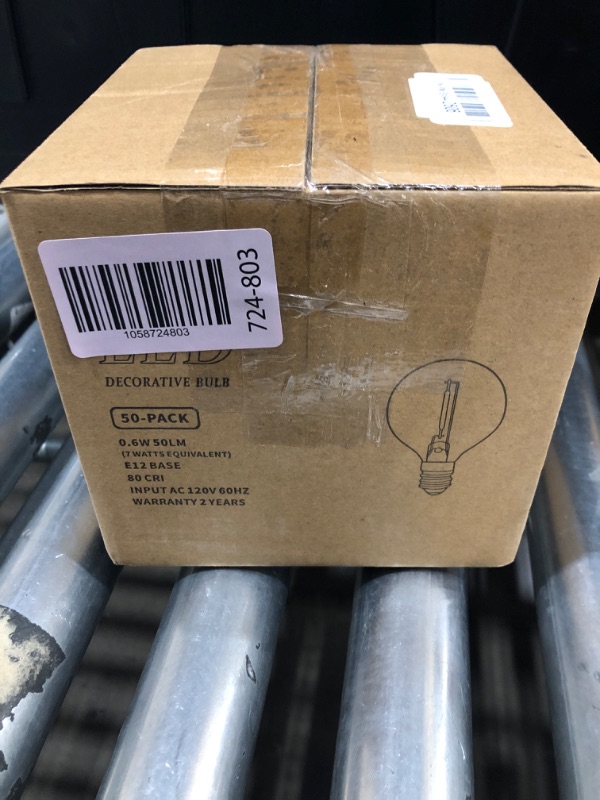 Photo 1 of LiEiDi 50-Pack G40 LED Replacement Light Bulbs, E12 Screw Base Shatterproof Globe Bulbs for Outdoor String Lights, 0.6 Watt 40 Lumens Equvalent to 5 6 7 Watt Incandescent Bulbs, Warm White 2200K