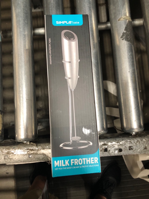 Photo 1 of SIMPLETaste Milk Frother Handheld Battery Operated Electric Foam Maker, Drink Mixer with Stainless Steel Whisk and Stand for Cappuccino, Bulletproof Coffee, Latte