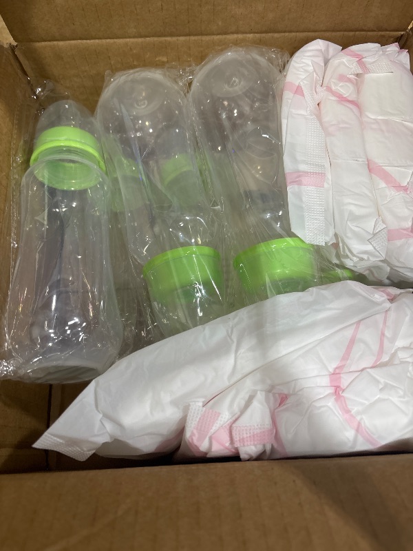 Photo 1 of 6 Sets Bottle Chug Baby Shower Game Baby Shower Favor Green Funny Plastic Bottles Disposable Diapers Greenery Eucalyptus Themed Sign for Gender Reveal Games Changing Diaper Race Game Decoration