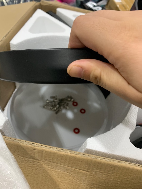 Photo 1 of *** PARTS ONLY ***BYKISTOK Flush Mount Ceiling Fans with Lights - 46" Black Low Profile Ceiling Fan Light with Remote/APP, 6 Speeds Mute Reversible Motor, Modern Ceiling Fans for Indoor and Outdoor, Bedroom, Patios