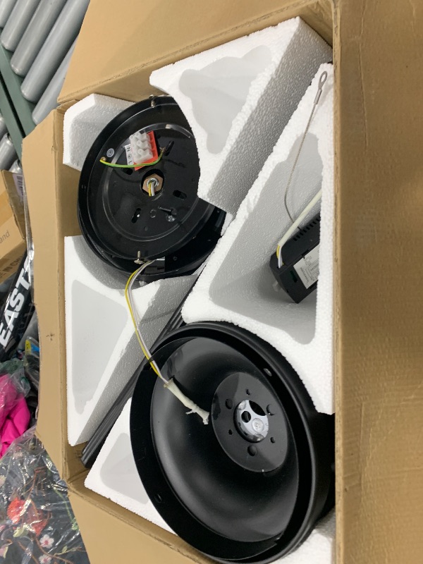 Photo 1 of *** PARTS ONLY ***BYKISTOK Flush Mount Ceiling Fans with Lights - 46" Black Low Profile Ceiling Fan Light with Remote/APP, 6 Speeds Mute Reversible Motor, Modern Ceiling Fans for Indoor and Outdoor, Bedroom, Patios