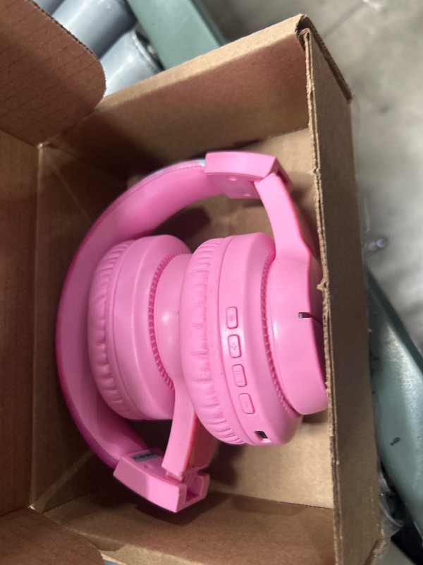 Photo 1 of (POWER TESTED) (MISSING CHARGER) iClever BTH12 Kids Bluetooth Headphones,Colorful LED Lights,74/85dBA Safe Volume,85H Playtime,Fast Charging,Bluetooth 5.2,Over Ear Kids Headphones Wireles for iPad/Tablet/Airplane,Tie-dye Pink