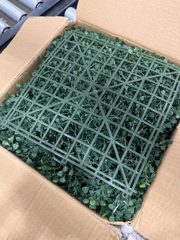 Photo 1 of BCBLF 10x10Inch 12Pcs Grass Wall Panels, 4 Layers UV-Anti Boxwood Greenery Hedge with 50 Zip Ties, No Odor Artificial Fake Grass Backdrop for Indoor Outdoor Privacy, Birthday Wedding Decor, 8.3 SQ FT