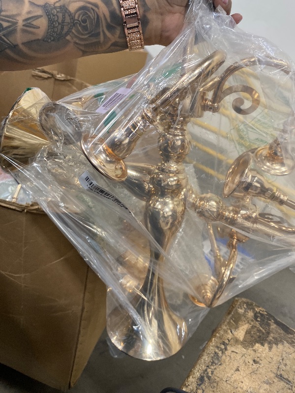 Photo 1 of **HAS A DENT ON 1 AND MISSING ATTACHMENTS** 2PCS Gold 5-Arm Candelabra Centerpiece - 20.3" Tall Metal Candle Holder for Wedding, Party & Home Decor - Vintage Table Centerpiece for Events, Dining Room, Church Decorations