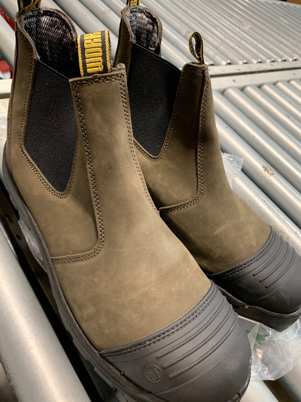 Photo 1 of (used)(see images) (13)HANDMEN Work Boots for Men, Steel Toe Waterproof Working Boots, Slip Resistant Anti-Static Slip-on Safety Working Shoes 