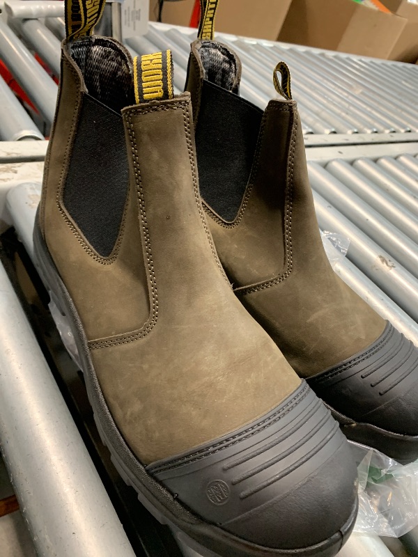 Photo 1 of (used)(see images) (13)HANDMEN Work Boots for Men, Steel Toe Waterproof Working Boots, Slip Resistant Anti-Static Slip-on Safety Working Shoes 