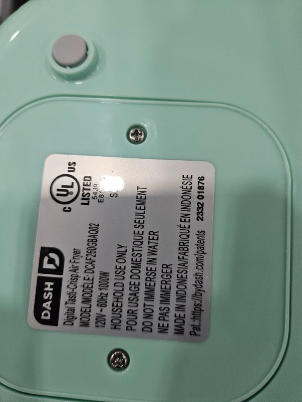 Photo 1 of ** Does not power on, for parts only ** DASH Tasti-Crisp™ Electric Air Fryer Oven, 2.6 Qt., Aqua – Compact Air Fryer for Healthier Food in Minutes, Ideal for Small Spaces - Auto Shut Off, Digital, 1000-Watt
