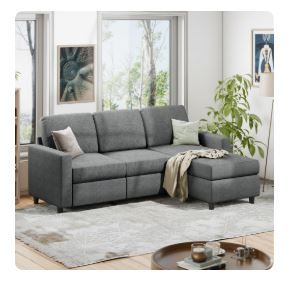 Photo 1 of ** Only box # 2 is included** Walsunny 73.6" Convertible Sectional Reversible Sofa Couch, Sleeper Sectional L-Shaped Couch 3-Seat Sofa with Reversible Chaise for Small Space,Dark Gray