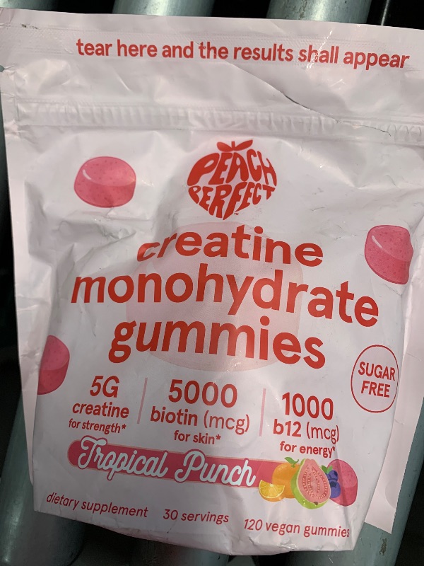 Photo 1 of (see all images) Peach Perfect Creatine Monohydrate Gummies for Women & Men, Boost Focus, Strength