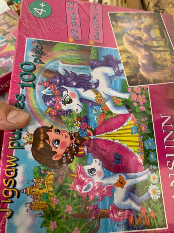 Photo 1 of 100 Piece Puzzles for Kids - Princess & Unicorns, 2 Sets of 100-piece Jigsaw Puzzles for Toddler Children Learning Educational Puzzles Toys - Every Piece is Unique