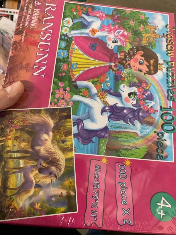 Photo 1 of 100 Piece Puzzles for Kids - Princess & Unicorns, 2 Sets of 100-piece Jigsaw Puzzles for Toddler Children Learning Educational Puzzles Toys - Every Piece is Unique