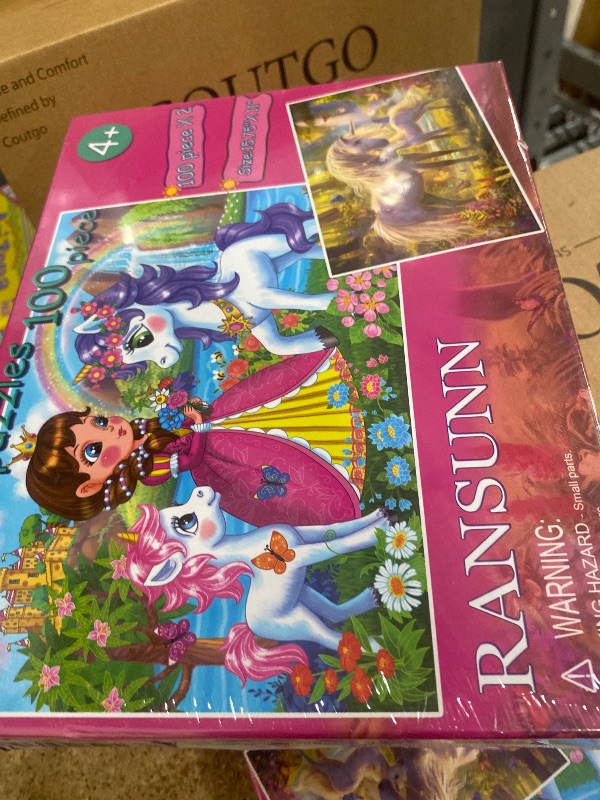 Photo 1 of 100 Piece Puzzles for Kids - Princess & Unicorns, 2 Sets of 100-piece Jigsaw Puzzles for Toddler Children Learning Educational Puzzles Toys - Every Piece is Unique