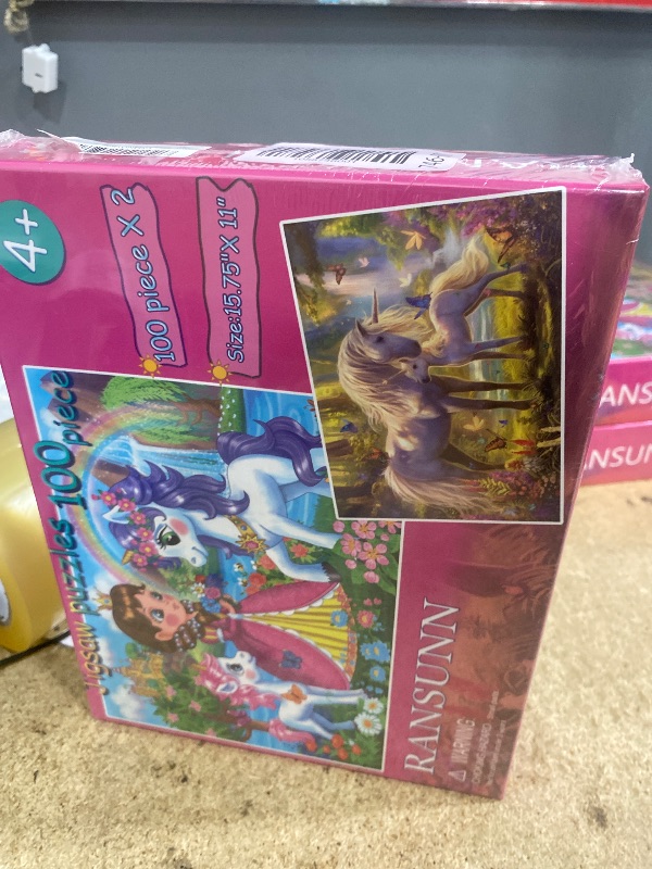 Photo 1 of 100 Piece Puzzles for Kids - Princess & Unicorns, 2 Sets of 100-piece Jigsaw Puzzles for Toddler Children Learning Educational Puzzles Toys - Every Piece is Unique