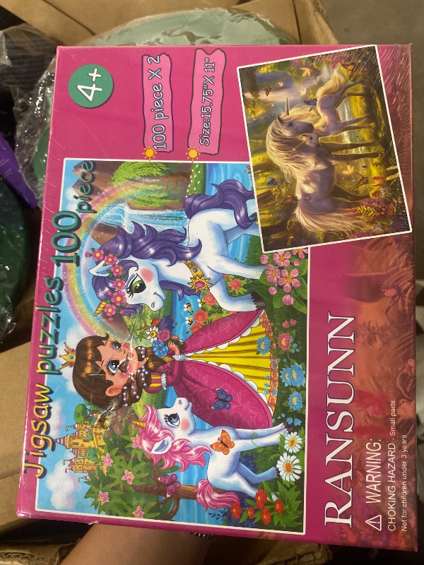 Photo 1 of 100 Piece Puzzles for Kids - Princess & Unicorns, 2 Sets of 100-piece Jigsaw Puzzles for Toddler Children Learning Educational Puzzles Toys - Every Piece is Unique
