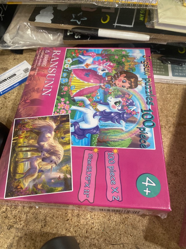 Photo 1 of 100 Piece Puzzles for Kids - Princess & Unicorns, 2 Sets of 100-piece Jigsaw Puzzles for Toddler Children Learning Educational Puzzles Toys - Every Piece is Unique