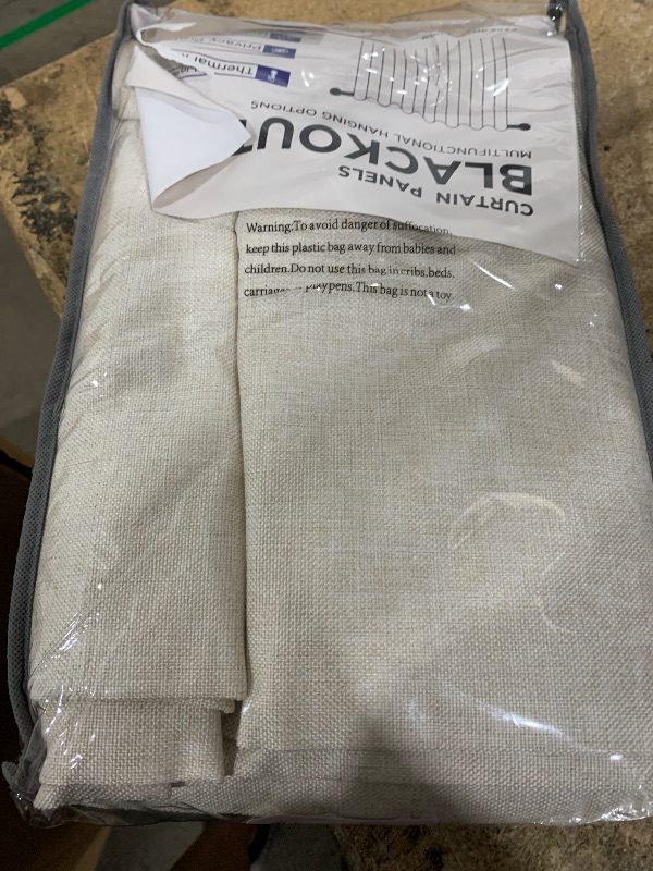 Photo 1 of 100% Blackout Shield Linen Blackout Curtains for Bedroom 84 Inches Long, Back Tab/Rod Pocket Living Room Drapes, Thermal Insulated Blackout Curtains 2 Panels Set, 50" W x 84" L, Cream