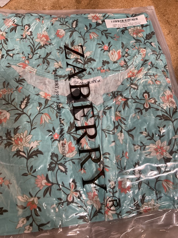 Photo 1 of (USED/FAIR) (BAGGED) ZABERRY Womens Casual Summer Dresses Drawstring V Neck Boho Floral Sundress Vacation Mini Dress m