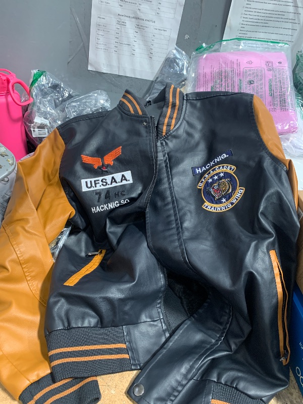 Photo 1 of ***SEE NOTES*** 
Sledwise Varsity Jacket Baseball Letterman Jacket– Wool and Leather Premium Quality Unisex Basketball Jacket size: 3XL black and tan