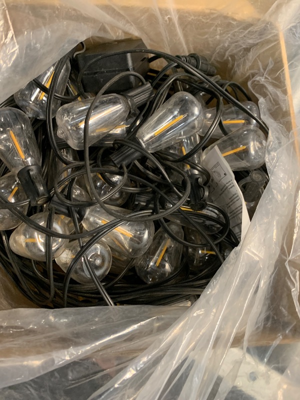 Photo 1 of ***(PARTS ONLY/ NON FUNCTIONAL)***LaPitio 100FT Remote Outdoor String Lights for Outside, 50+2 LED Waterproof Shatterproof Edison Dimmable Timer Bulbs, 2500K Warm White Patio Lights for Garden Backyard Yard Hanging Lighting