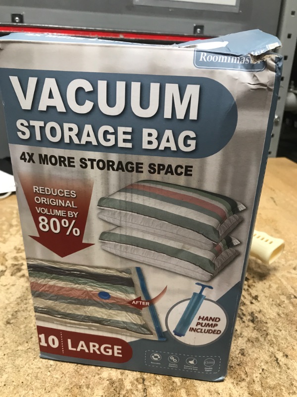 Photo 1 of 10 Large Vacuum Storage Bags with Hand Pump, Large Vacuum Seal Bags for Clothing, Space Saver Bags for Travel Lugggage, Blankets, Comforters