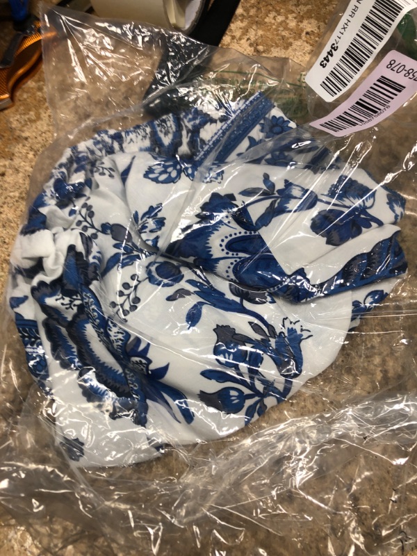 Photo 1 of **Medium** Floerns Women's Floral Strapless Tube Dress Shirred Vacation Boho A Line Dresses Blue and White Medium