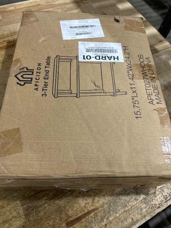 Photo 1 of Apicizon 3 Tier Nightstand, End Table with Storage Shelf, Wooden Vinyl Record, Farmhouse Bedside Table for Small Spaces, Bedroom, Living Room, Easy Assembly, White+Natural