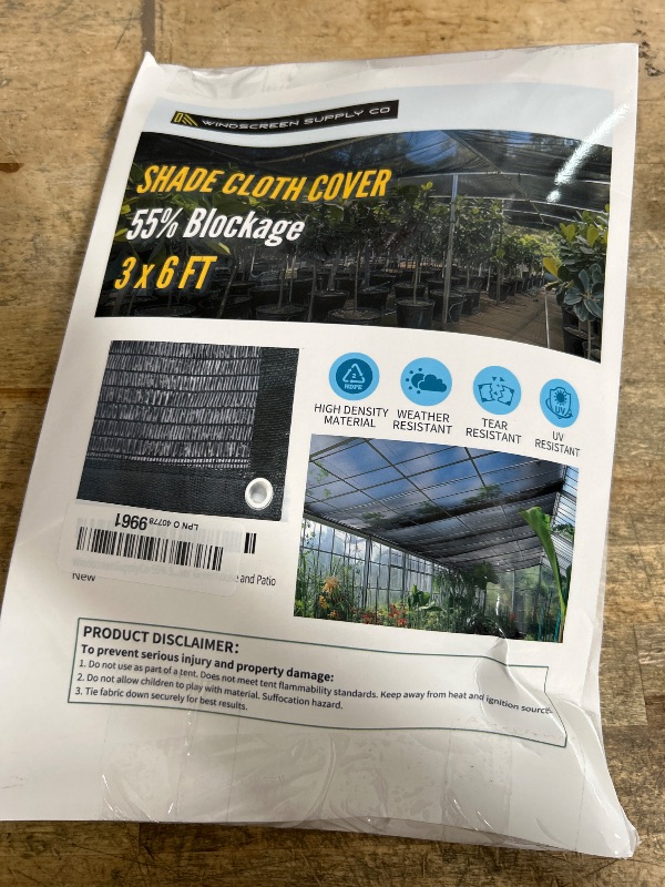 Photo 1 of [WindscreenSupplyCo] 55% 3 x 6 FT Shade Cloth Sun Shade Net with Grommets Sunblock Mesh Tarp for Garden Plants Cover Greenhouse and Patio