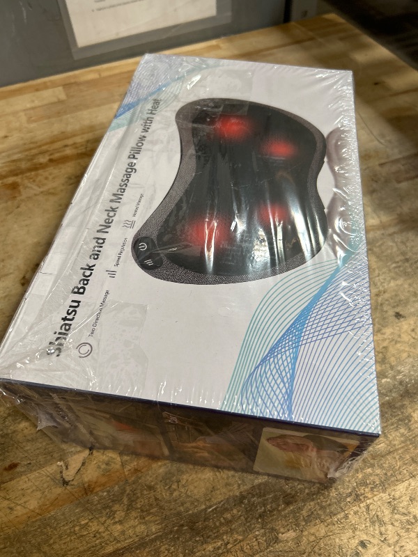 Photo 1 of APXPF Shiatsu Neck and Back Massager with Heat - Deep Tissue Massage Pillow for Neck, Back & Shoulders Pain Relief, Portable Ergonomic Design Electric Massager for Home, Car, Office Use, Gray