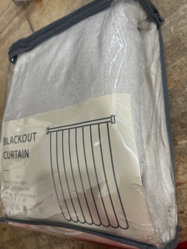 Photo 1 of 100% Blackout Shield Linen Blackout Curtains for Bedroom 108 Inches Long, Back Tab/Rod Pocket Living Room Drapes, Thermal Insulated Blackout Curtains 2 Panels Set, 50" W x 108" L,Cream