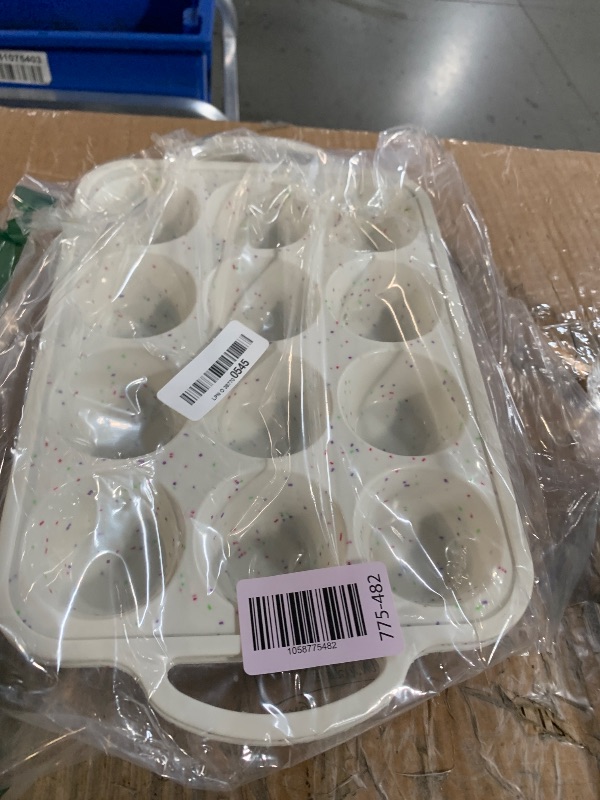 Photo 1 of (only one)AOTASO 2 Pcs Silicone Mini Muffin Pan With Metal Frame, 24 Cups Nonstick Cupcake Tray for Baking, Small Muffin Molds with Handles (Cream)
