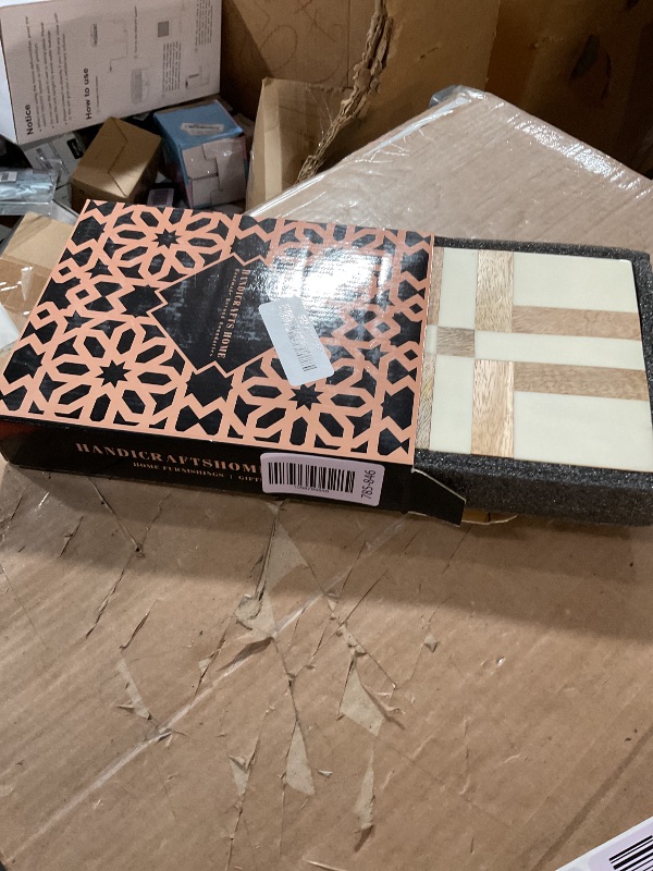 Photo 1 of *** DIFFERENT DESIGN**** Handicrafts Home Handmade Decorative Storage Box with Lid – Jewelry Organizer, Keepsake Holder & Gift Box, Patisserie Adorn Made with Resin Inlay, Wood & Pine MDF, cajas organizadoras8X6X1.5 inch
