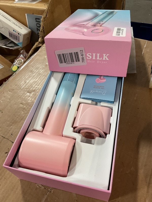 Photo 1 of DORISILK Ionic Hair Dryer 110,000 RPM High Speed, Professional Blow Dryers for Salon Home Use, Portable Blowout Hair Dryers Lightweight with Nozzle Hot & Cold Selection Gift for Women Girl, Pink Blue
