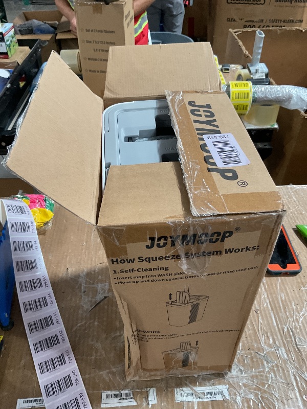 Photo 1 of (used)(missing pieces) JOYMOOP Mop and Bucket Set with Wringer, Flat Mops for Floor Cleaning, Wall Mop Cleaner with Long Handle